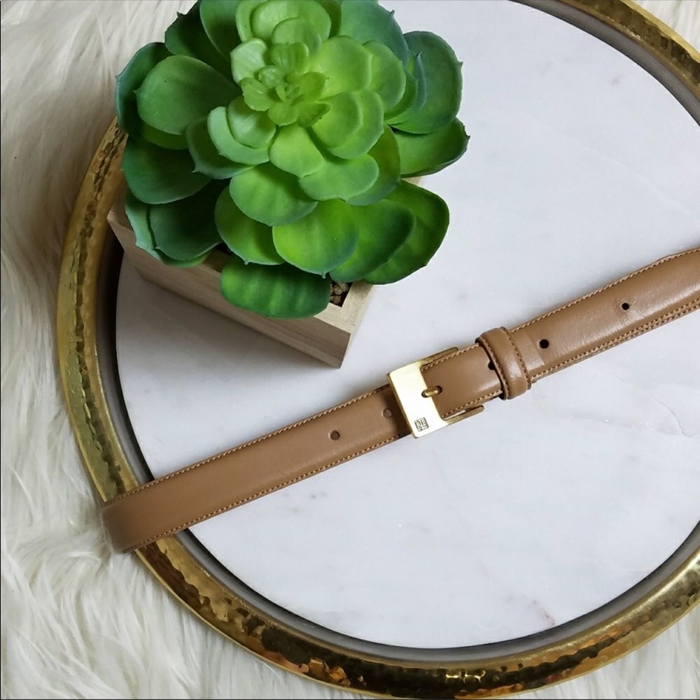 Ralph Lauren Tan Italian Leather Skinny Belt